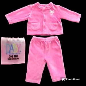 Pink Velour Outfit with embroidery 3-6 Mos
